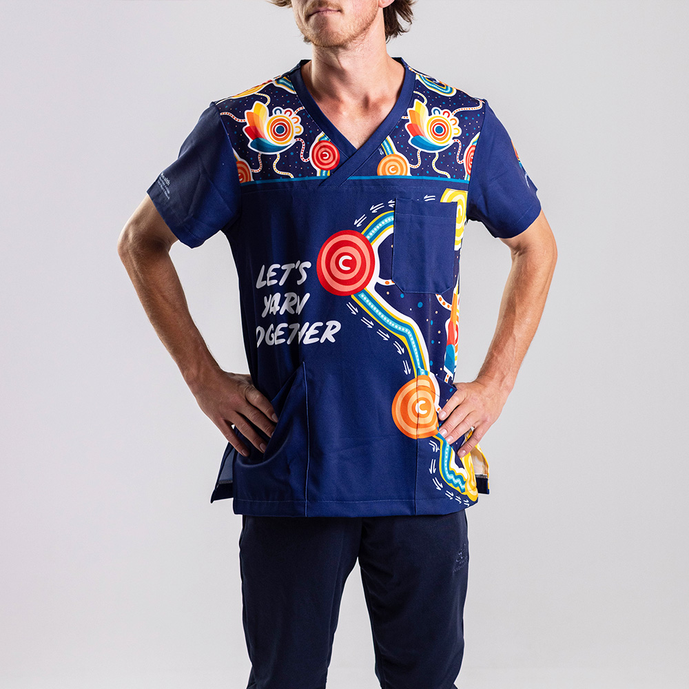Man in colorful t-shirt
