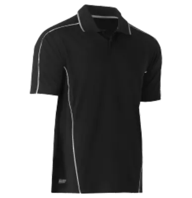 Black polo with reflective piping