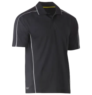 Charcoal grey polo with reflective piping