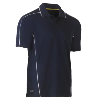 Navy polo with reflective piping
