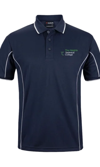 THTC navy men's polo: front view
